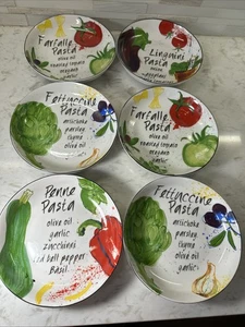 Set 6 individuelle Pasta-/Salatschalen bunt verziert mit Gemüse & Pasta - Bild 1 von 10