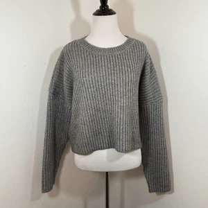 Dee Elly Sweater Womens S Chunky Ribbed Pullover Oversized Cropped Gray - Picture 1 of 11