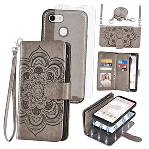 Asuwish Phone Case for Google Pixel 3 Zipper Wallet Magnetic Detachable Cell - Picture 1 of 8
