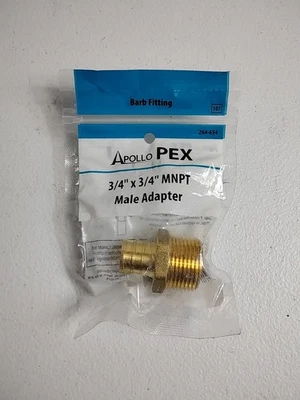 NEW APOLLO APXMA3434  PEX  3/4" MALE ADAPTER BRASS BARB CRIMP X NPT - Image 1 of 4