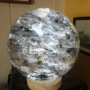 14lbs+ Clear Smelting Quartz Crystal Sphere Swirly inclusions 6680 grams - Picture 1 of 10