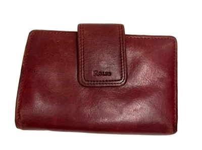 Carteira de couro vermelho escuro ROLFS Snap Clutch com Coinpurse - Imagem 1 de 4