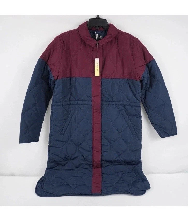 Лето соли длинное пальто размер M темно-синий бордовый цвет блок молнии кнопка новый с Ярлыками - Изображение 1 из 4