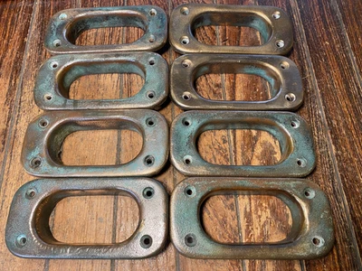 4 CONJUNTOS DE AGUJEROS DE HAWSE DE BRONCE PULIDO FUNDIDO VINTAGE 6" X 3" BONITA PÁTINA Foto 1 de 4