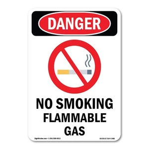 No Smoking Flammable Gas ANSI Danger Sign Metal Plastic Decal - Picture 1 of 5