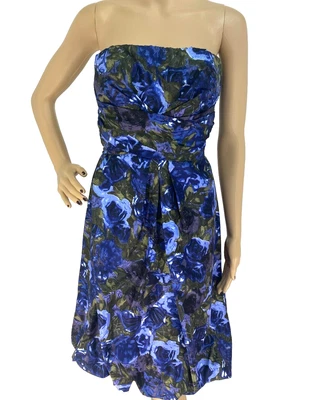 VESTIDO DONNA RICCO FLORAL TIRANTES CÓCTEL SEDA LÍNEA A DOBLADILLO BURBUJA TALLA: 6 Foto 1 de 4