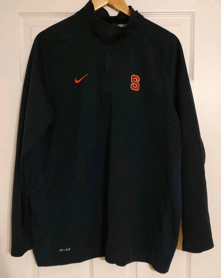 Men's Syracuse Univ. Sweater Navy Blue Nike Dri-Fit 1/4 Zip Pullover Logo - XL - Image 1 of 4