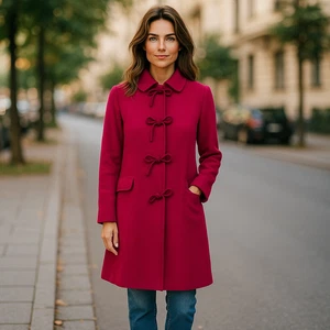 Kate Spade Bow Detail Wool Coat Women Small Renaissance Rose Red $700 Winter NWT - Picture 1 of 17
