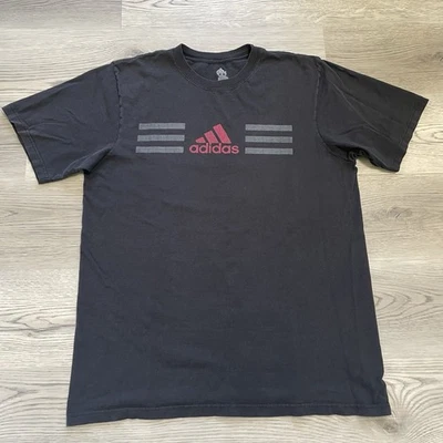 Camisa Adidas Vintage Y2K Adulto XL Extra Grande Negra Manga Corta Camiseta Patinador Foto 1 de 4