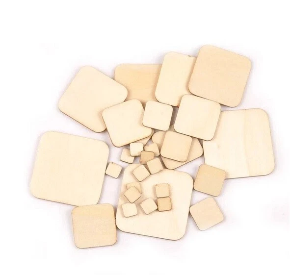 Holz 10 20 30 40 50 70 80 90 109 mm Viereck Quadrate Tafeln unfertig roh Basteln - Bild 1 von 1