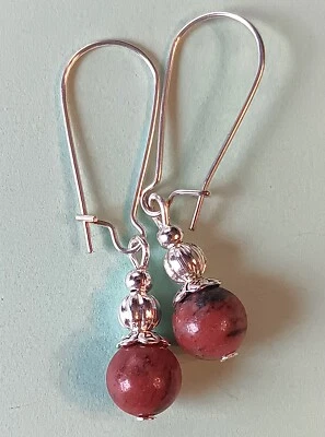 Pendiente KIDNEY WIRE SP hecho a mano XGE JASPE ROJO Foto 1 de 4