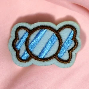 Iron On Patch Sweet Treat Goodie Candy Blue Cartoon Clothing Decal Embroidery - Picture 1 of 2