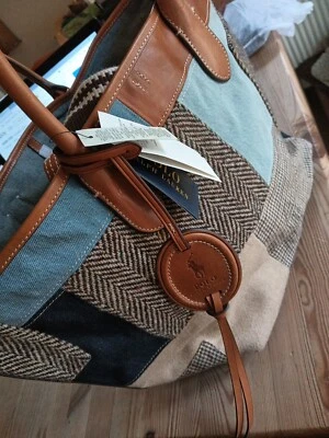 RALPH LAUREN BNWT Large twin handle Tote Bag Patchwork Fabric Leather SUPERB! - Image 1 of 4