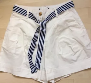 M & S Cream Chino High rise shorts & belt size 8 BNWOT - Picture 1 of 3