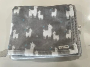 Blankets and Beyond Llama Baby Blanket Single Layer Gray Grey White Alpaca 27x32 - Picture 1 of 3