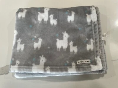 Blankets and Beyond Llama Baby Blanket Single Layer Gray Grey White Alpaca 27x32 - Image 1 of 3