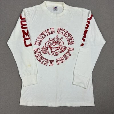 Vintage USMC United States Marine Corps Bulldog T-Shirt Size Small Long Sleeve - Image 1 of 4