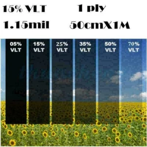 MIRROR VLT 15% 50cm*1M Black Glass Window Tint Film Shade Roll Automotive Car - Picture 1 of 5