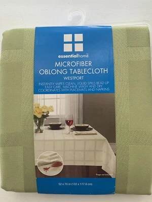 Fern Green Microfiber Oblong Tablecloth - Image 1 of 4
