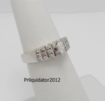 3/8CT Natural Marquise Diamond Engagement Wedding Bridal Ring 10K White Gold - Image 1 of 4