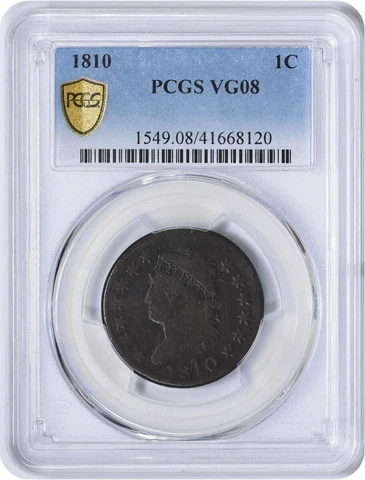 1810 Large Cent VG08 PCGS Cover