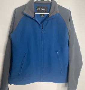 ZORREL Men's Teal + Gray Performance Full Zip Jacket Size Medium Interior Pocket - Picture 1 of 11