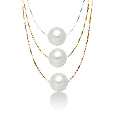 Catenina veneziana argento 925 cm 45 giroperla perla passante acqua dolce 5 mm - Immagine 1 di 4