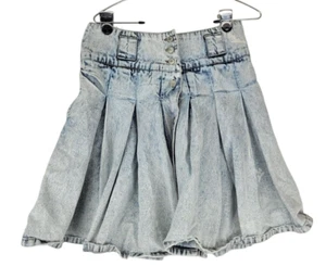 Vtg Jordache 90s A-Line Skirt Womens 13/14 Denim Pleated Button Front Y2K Retro - Picture 1 of 22