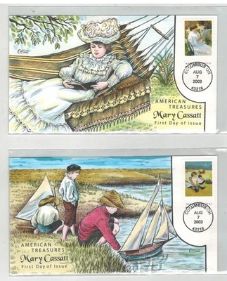 2003 COLLINS HANDPAINTED ARTIST MARY CASSATT CMPLT SET OF 4 PAINTINGS DESIGNS - Image 1 of 2