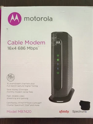 Motorola MB7420 DOCSIS 3.0 Cable Modem Phone Xfinity Cox Spectrum MB7420-10 - Image 1 of 3