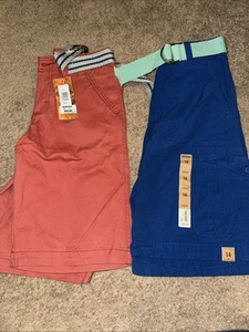 Lot Of Two 2 Lee & Urban Pipeline Boys Blue Red Cargo Shorts Belt Size 14 NWT - Picture 1 of 7