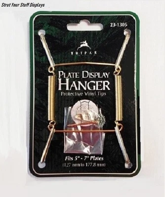 1 COLGADOR DE PLACA DE ALAMBRE DE LATÓN con gancho/clavo de latón TRIPAR. PARA PLACA TALLA 5"- 7" Diam Foto 1 de 3