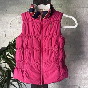 Ralph Lauren Reversible 2 in 1 Fuchsia Pink Cream Puffer Vest Girls Size 6 - Picture 1 of 9