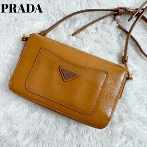 Bolso de Hombro Prada Saffiano Cuero Mini Camel Triángulo Logo Bloqueo Giratorio - Imagen 1 de 18