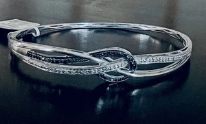 NWT 925 Sterling Silver Natural Diamond Bangle Bracelet MSRP $450 - Picture 1 of 6
