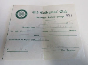Methodist Ladies' College - MLC - School Receipt - Old Collegians' Club - 1946 - Picture 1 of 4