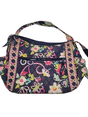 Vera Bradley Purse Crossbody Navy Blue Floral Quilted Shoulder Bag Pockets - Image 1 of 4