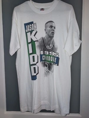VTG 90s Jason Kidd Dallas Mavericks T-Shirt Co-Rookie Of The Year 1995 USA (L) - Image 1 of 4