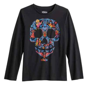 Boy’s Family Fun Disney/Pixar Coco Day of the Dead Skull Black T Shirt Size 6/6X - Picture 1 of 1