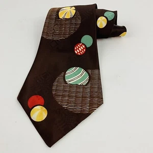 Corbata vintage bolas de hilo corbata esquire marrón cestas tejer amante de los gatos años 70 - Imagen 1 de 6