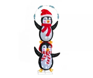 Pinguini impilati a LED natalizi 58" inverno corsia delle meraviglie illuminati arte cortile vacanze - Foto 1 di 6