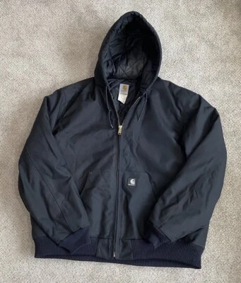 Chaqueta Carhartt Para Hombres 2XL Alta Negra Con Capucha Edredón Forrado J133BLK Trabajo Tareas Granja Foto 1 de 4