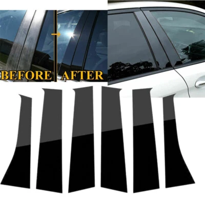6X Gloss Black Pillar Posts Door Trim For Mitsubishi Outlander 2013-2020 2021 - Image 1 of 4
