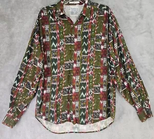 Trader Bay Shirt Mens Medium Southwestern Button Up Long Sleeve 90s Vintage - Picture 1 of 10