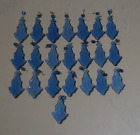 Vintage lot of 22 Blue Crystal Chandelier Prisms 4" long x 1 3/4" wide