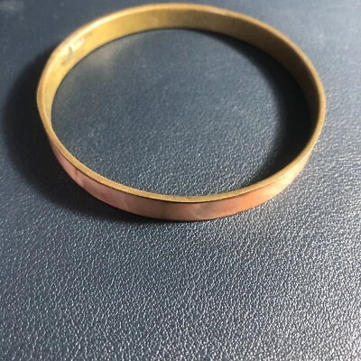 Mother Of Pearl Pink Brass Bangle - Image 1 of 3