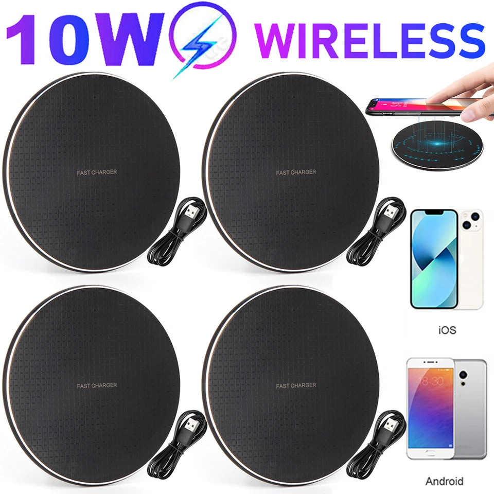 Wireless Fast Charger 10W Charging Pad Dock for Samsung For iPhone Android Phone - Image 1 of 4