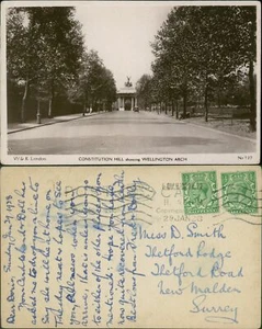 Constitution Hill Showing Wellington Arch W&K Wildt & Kray RP Real Photo 1928 Ca - Picture 1 of 2