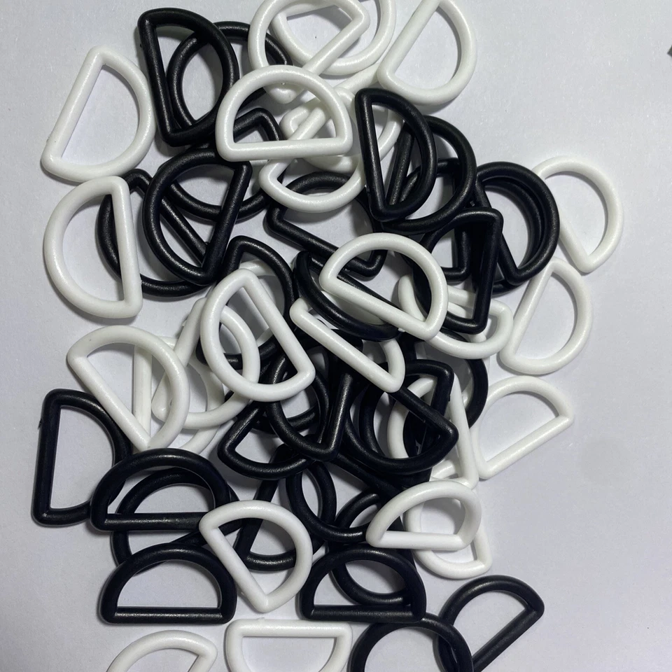 20MM 58Pcs Black White Plastic D Ring Buckles Webbing Strapping Diy - Image 1 of 4
