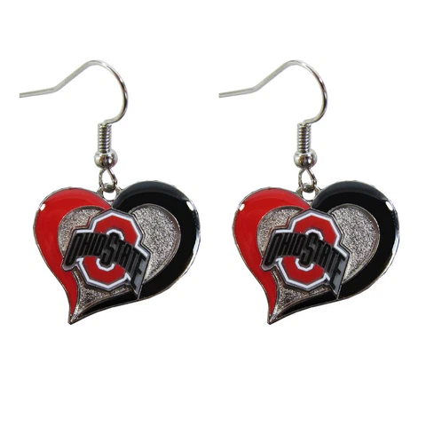 Brand New NCAA Ohio State Buckeyes Swirl Heart Earring Dangle Charm Cover